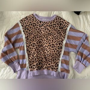 Leopard Print and Striped Boutique Top Size Medium
